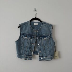 AGOLDE Leo Cropped Denim Vest FRAY Wash Silver Hardware
